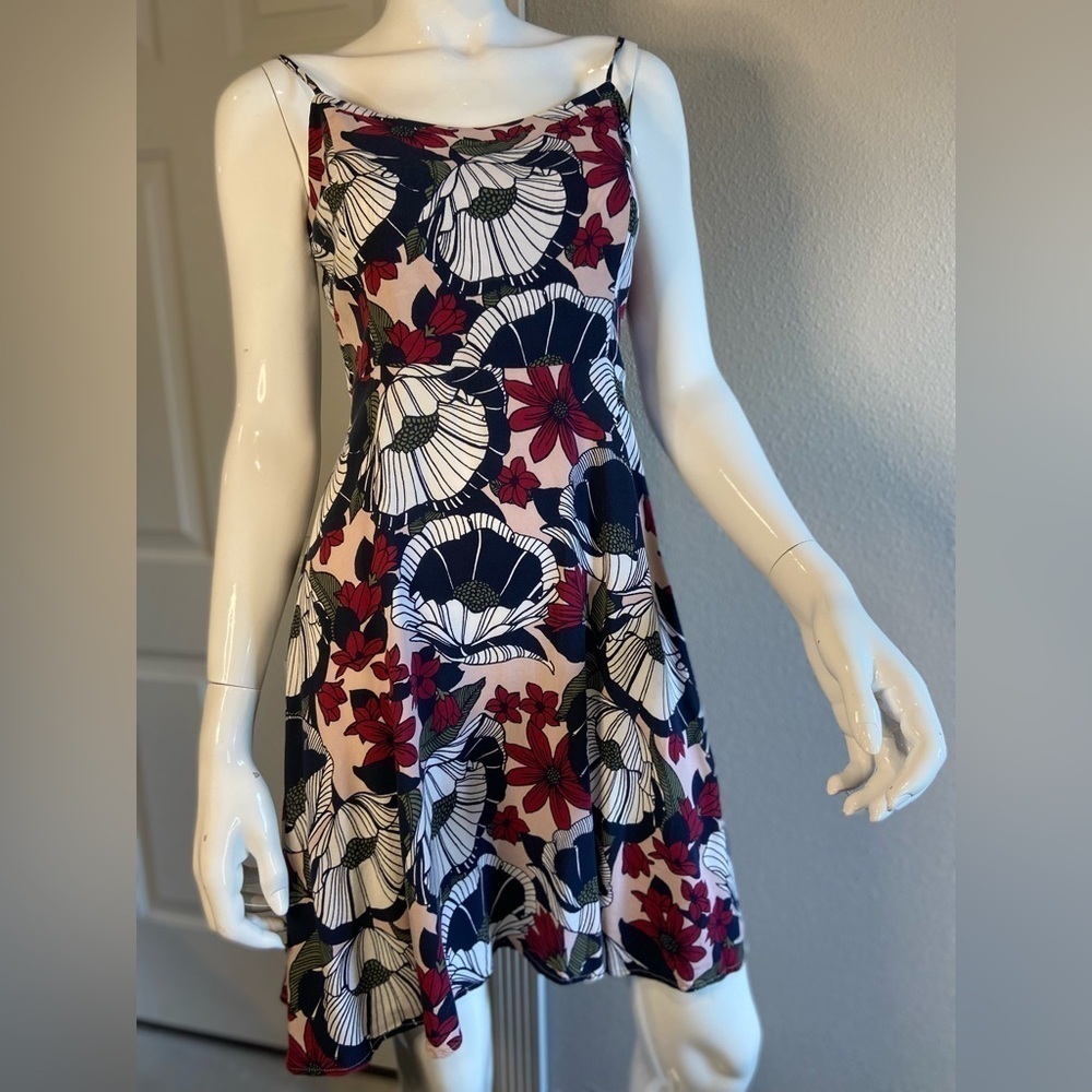 Loft~Sweet Colorful Floral Fit & Flare Mini Dress~Spaghetti Strap Style~Size 4